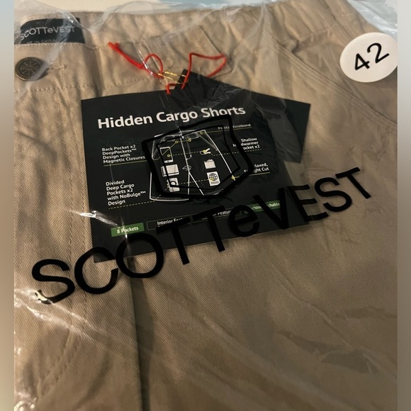 SCOTTeVEST HIDDEN CARGO SHORTS - NEW IN PACKAGE - SIZE 42 - Picture 2 of 12